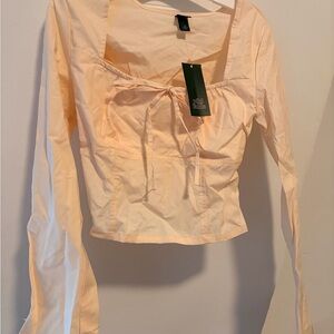 Target Peach Tie-Front Long Sleeve Blouse